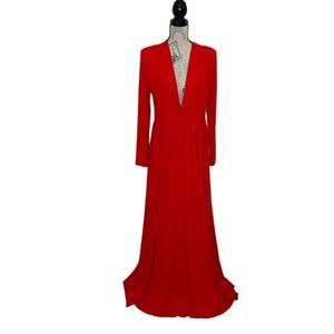 Shein deep v-neck long sleeve maxi dress